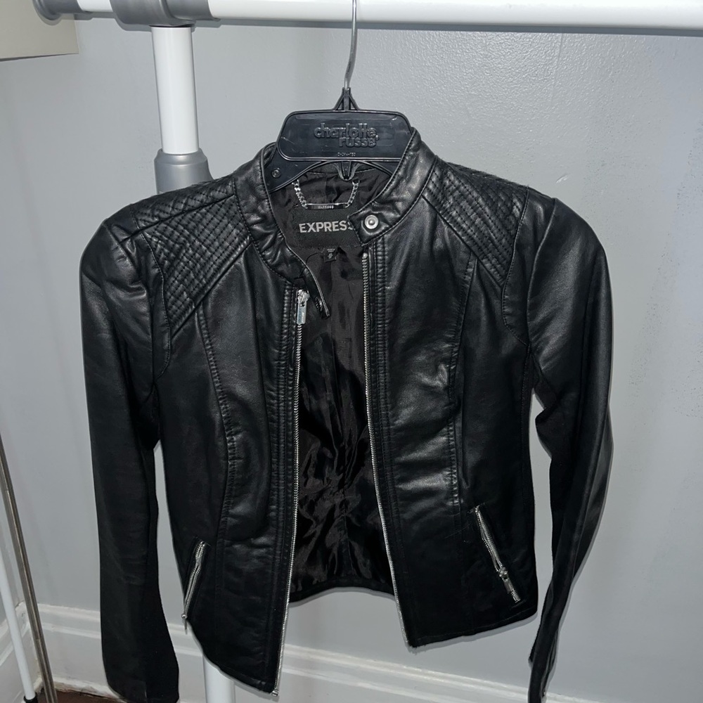 Express black leather jacket